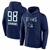 Men's Tennessee Titans #98 Jeffery Simmons Navy Team Wordmark Name & Number Pullover Hoodie,baseball caps,new era cap wholesale,wholesale hats